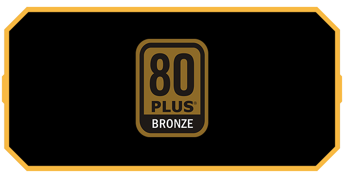 ASUS TUF Gaming 750B strømforsyning er 80 Plus Bronze certificeret