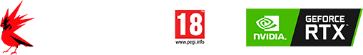 CD Project RED, PEGI 18 og Nvidia GeForce RTX logo