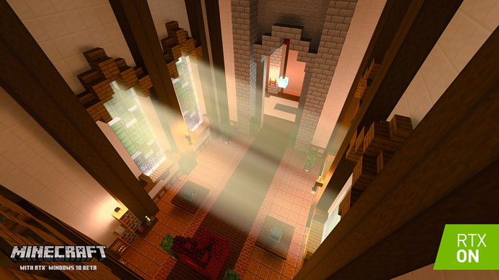 Screenshot af Minecraft med RTX effekter