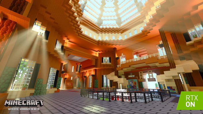 Screenshot af Minecraft med RTX effekter