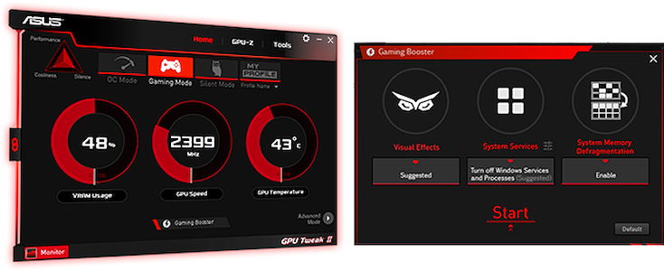 Asus GeForce RTX 2070 ROG Strix grafikkort  med GPU Tweak II software